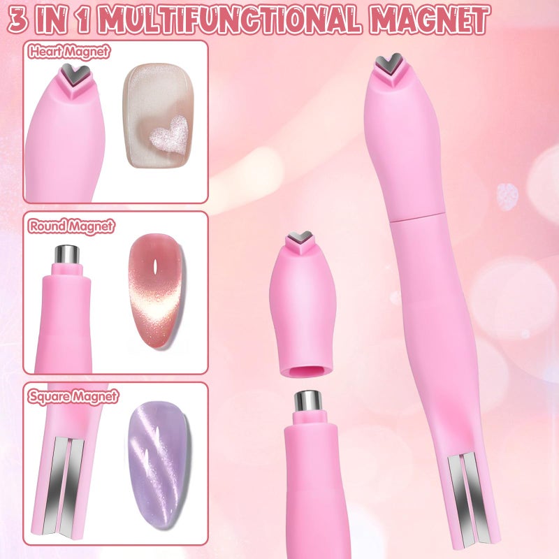 CYUXING 2Pcs Cat Eye Nail Magnet Set, Y-Shape & 3-in-1 Detachable Professional Magnetic Tools for Stunning Cat Eye, Heart & Swirl Designs, for Home & Salon Use - Image 3